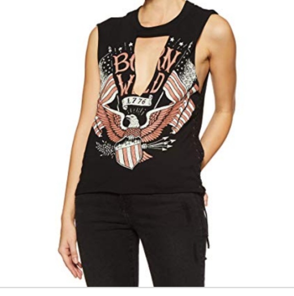 NWT Born Wild Lace-Up Muscle Tee Medium - Picture 3 of 8